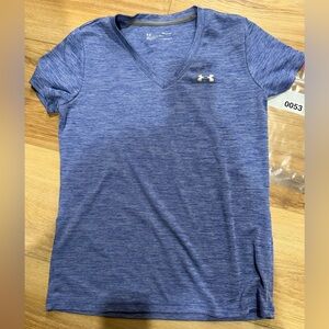 Under Armour Women's Short Sleeve V-Neck Tee in Heather Blue